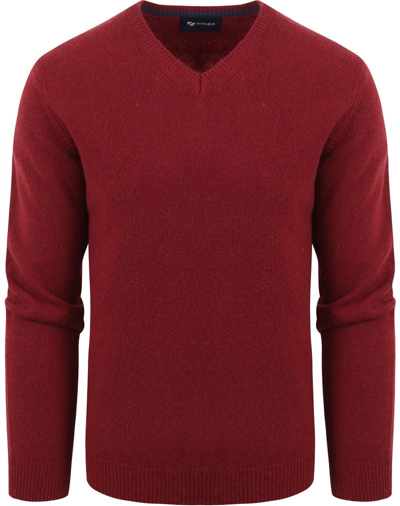 Suitable Lammwolle Pullover V-Ausschnitt Bordeaux - Größe M von Suitable