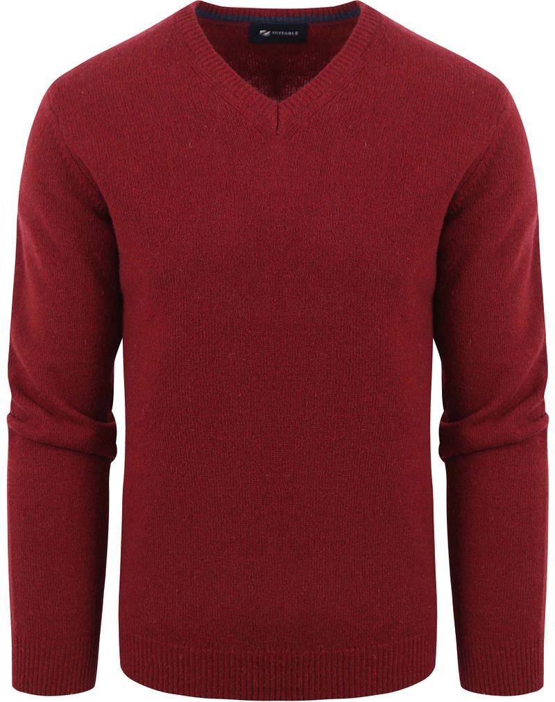 Suitable Lammwolle Pullover V-Ausschnitt Bordeaux - Größe M von Suitable