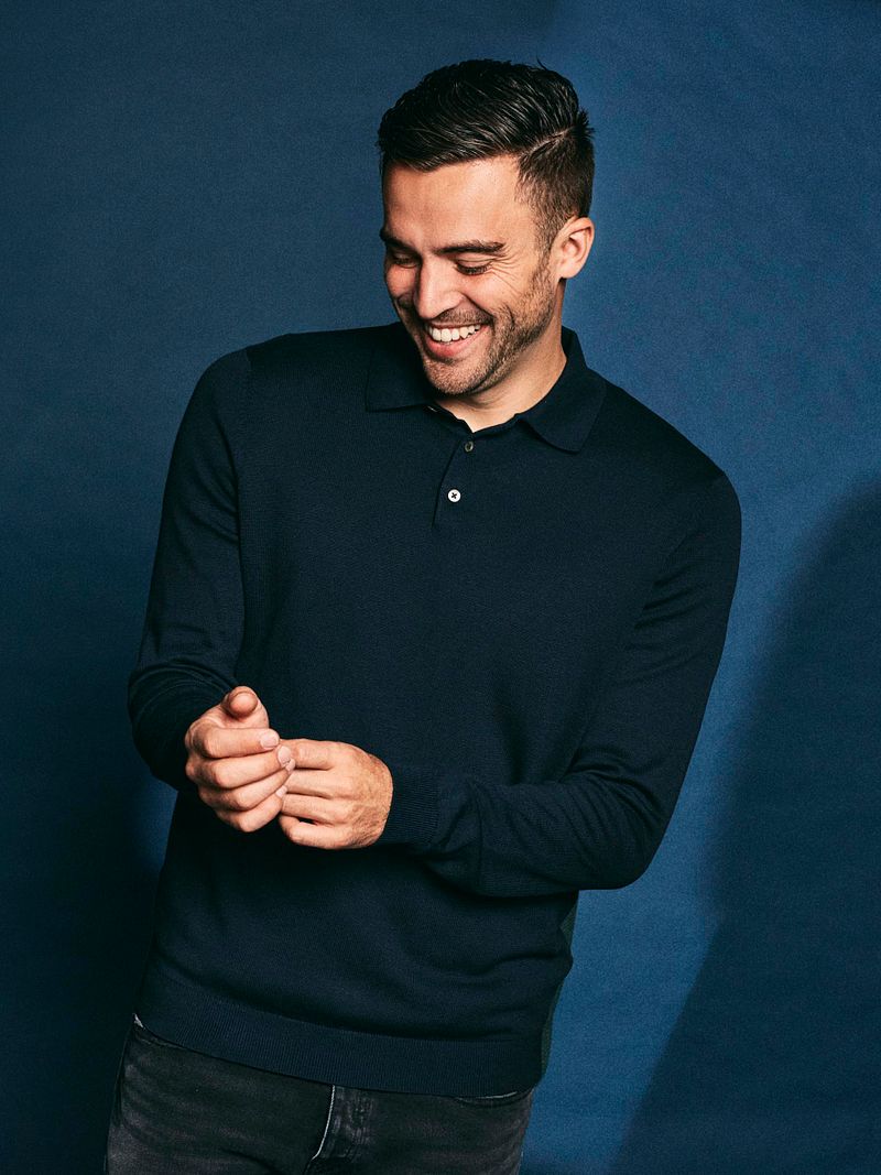 Suitable Longsleeve Poloshirt Flat Knit Navy - Größe 3XL von Suitable