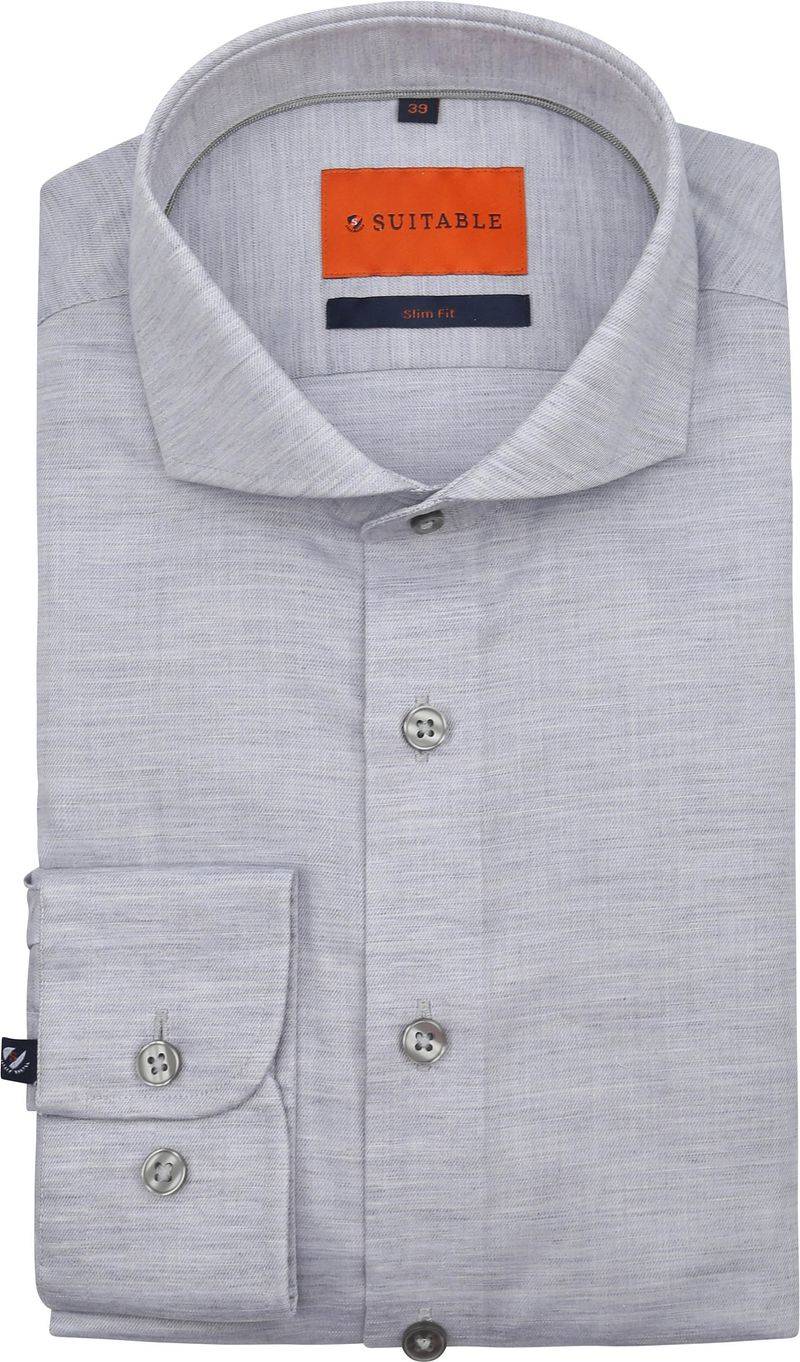 Suitable Melange Hemd Grau - Größe 41 von Suitable