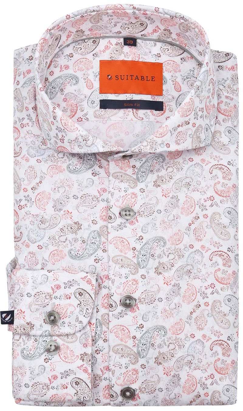 Suitable Melange Hemd Paisley Multicolour - Größe 43 von Suitable