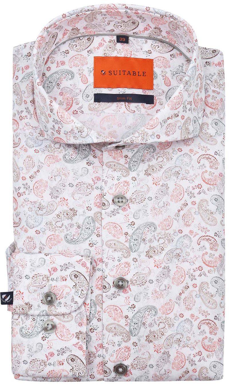 Suitable Melange Hemd Paisley Multicolour - Größe 43 von Suitable