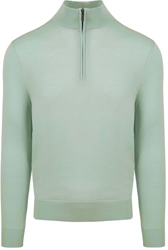 Suitable Merino Half Zip Pullover Grün - Grösse XL - Herren - Bekleidung - Slim-fit - Wolle - von Suitable