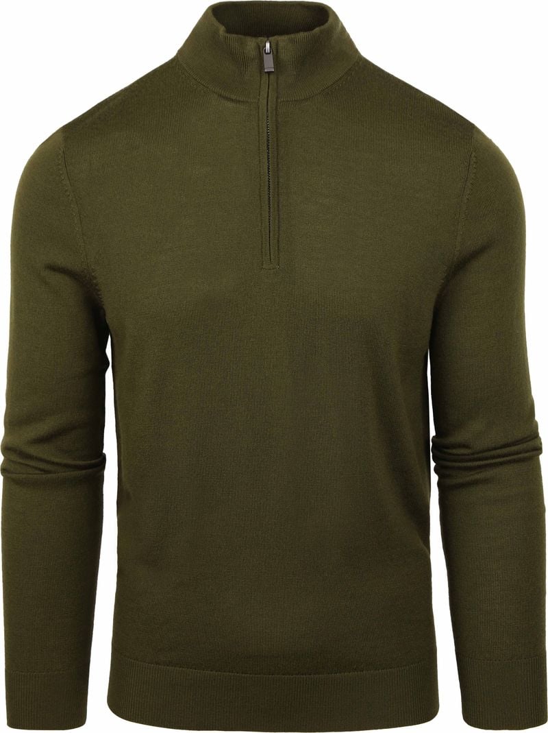 Suitable Merino Half Zip Pullover Olivgrün - Größe XL von Suitable
