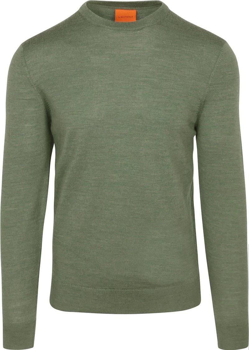 Suitable Merino Pullover Mid Grün - Größe 3XL von Suitable