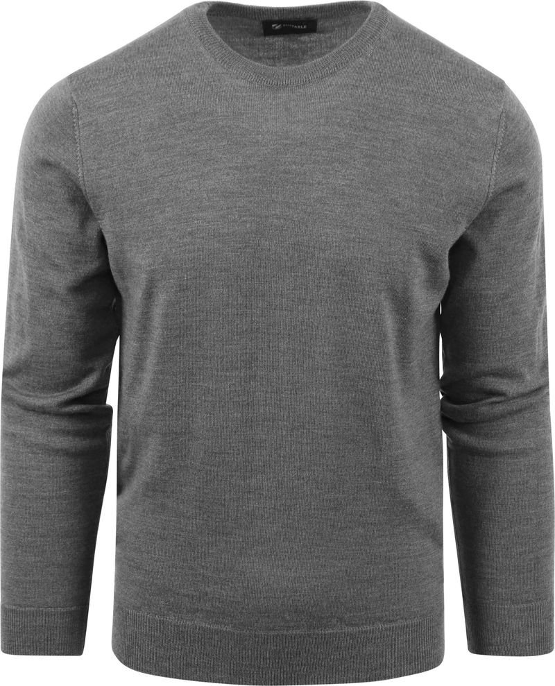 Suitable Merino Pullover Rundhals Anthrazit - Größe M von Suitable