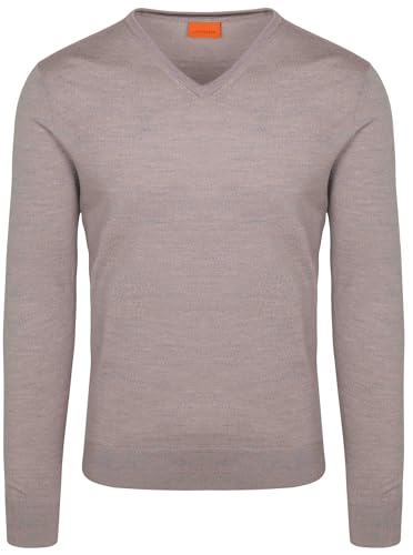 Suitable Merino Pullover V-Ausschnitt Greige - Grösse M - Herren - Bekleidung - Slim-fit - Merino-Wolle - Perfekt für Herbst und Winter von Suitable