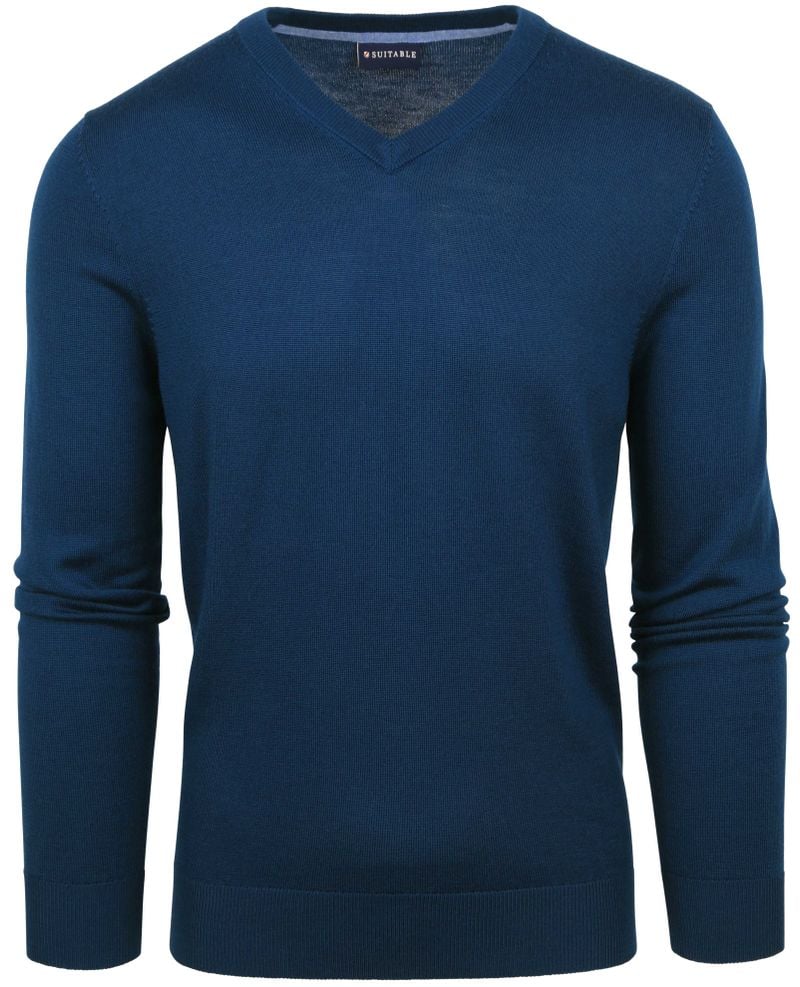 Suitable Merino Pullover V-Ausschnitt Indigo Blau - Größe M von Suitable