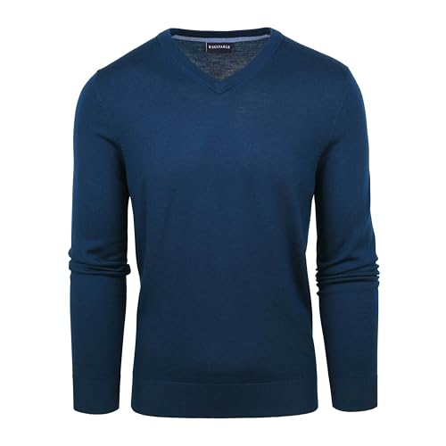 Suitable Merino Pullover V-Ausschnitt Indigo Blau - Grösse XL - Herren - Bekleidung - Slim-fit - Merino-Wolle - Perfekt für Herbst und Winter von Suitable