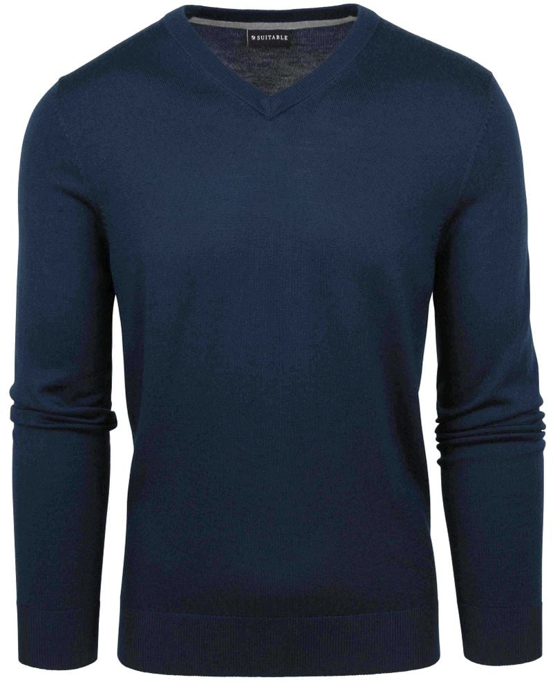 Suitable Merino Pullover V-Ausschnitt Navy - Größe 3XL von Suitable