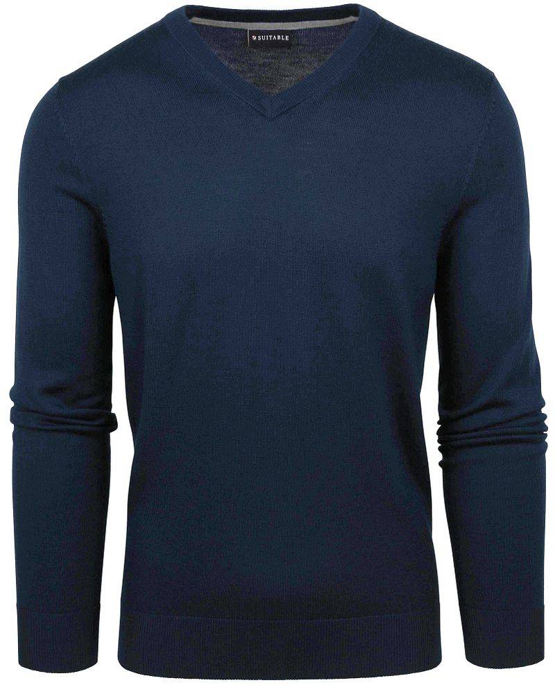Suitable Merino Pullover V-Ausschnitt Navy - Größe M von Suitable
