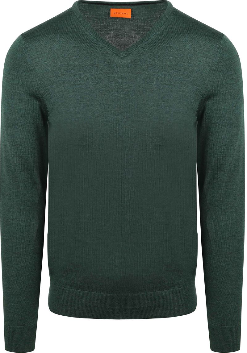 Suitable Merino Pullover V-Ausschnitt Racing Grün - Größe L von Suitable