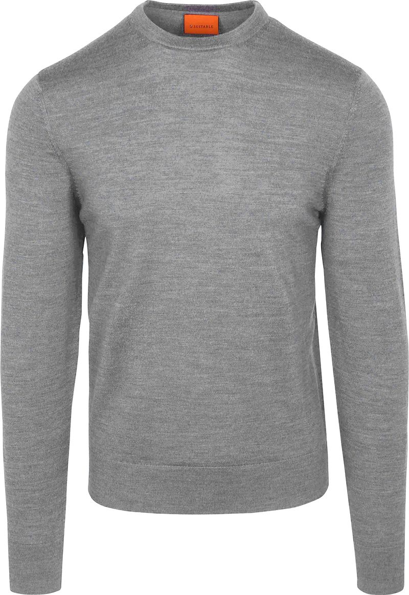 Suitable Merino Rundhalspullover Grau - Größe M von Suitable