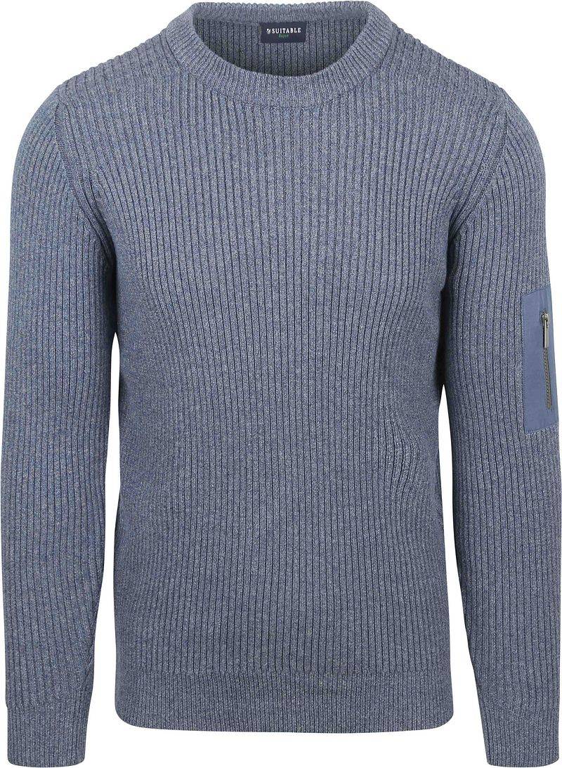 Suitable Mou Pullover Melange Blau - Größe L von Suitable