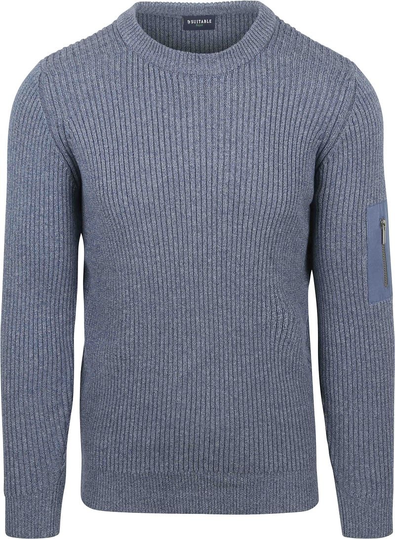 Suitable Mou Pullover Melange Blau - Größe XL von Suitable