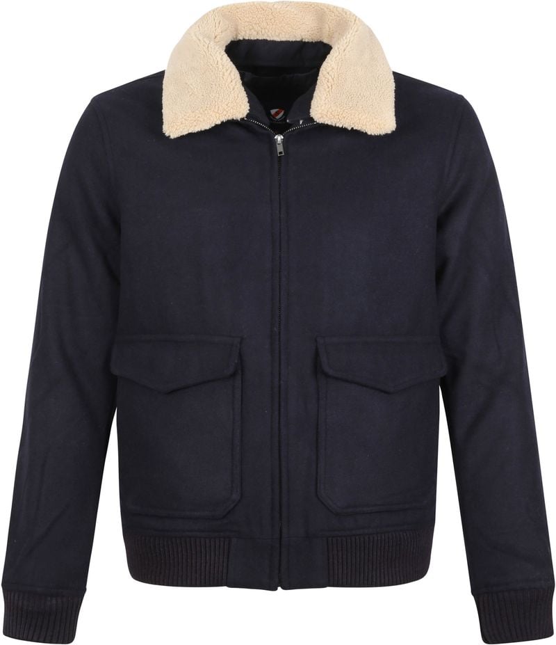 Suitable Pilotenjacke Melton Wolle Navy-Blau - Größe XL von Suitable