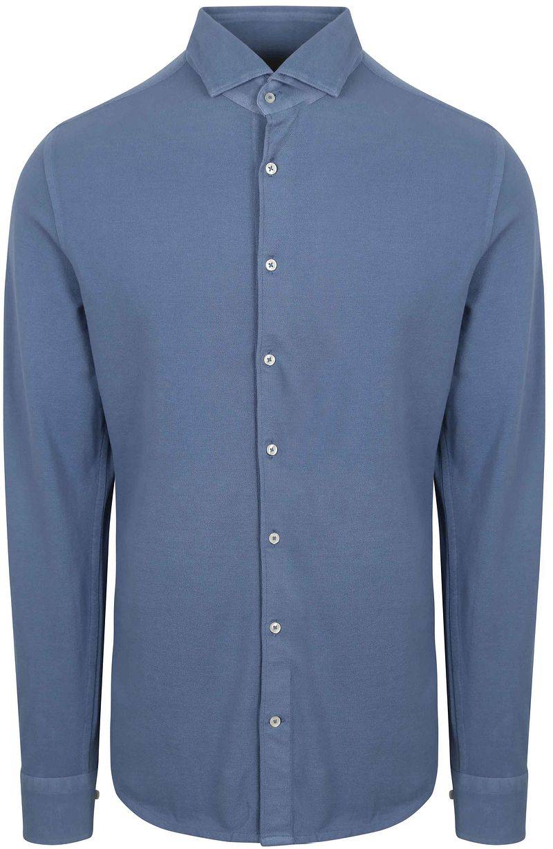 Suitable Piqué Hemd Jeans Blau - Größe M von Suitable