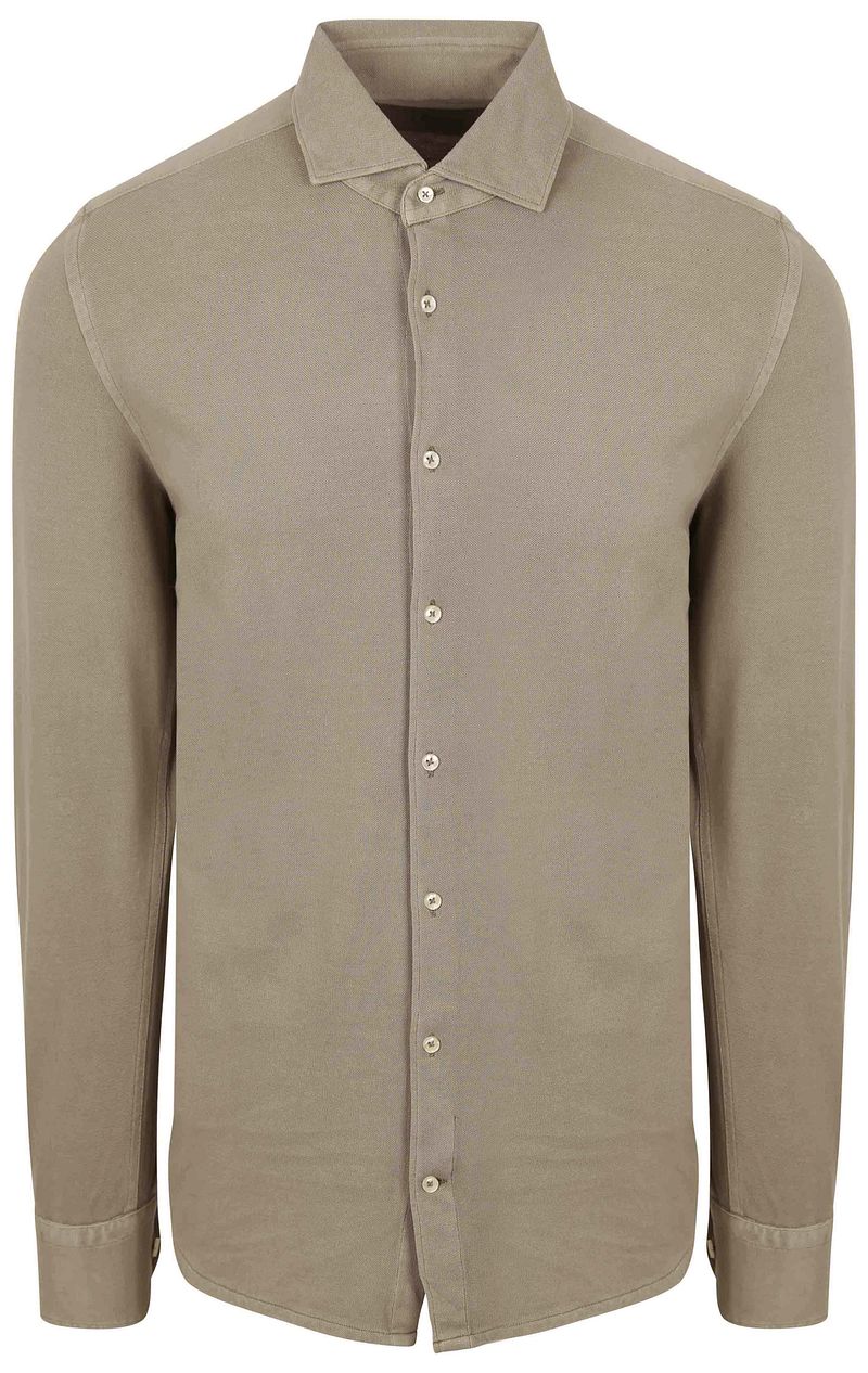 Suitable Piqué Hemd Taupe - Größe M von Suitable