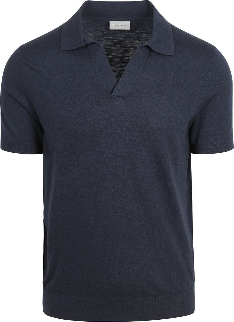 Suitable Poloshirt Riva Leinen Navy - Größe XL von Suitable