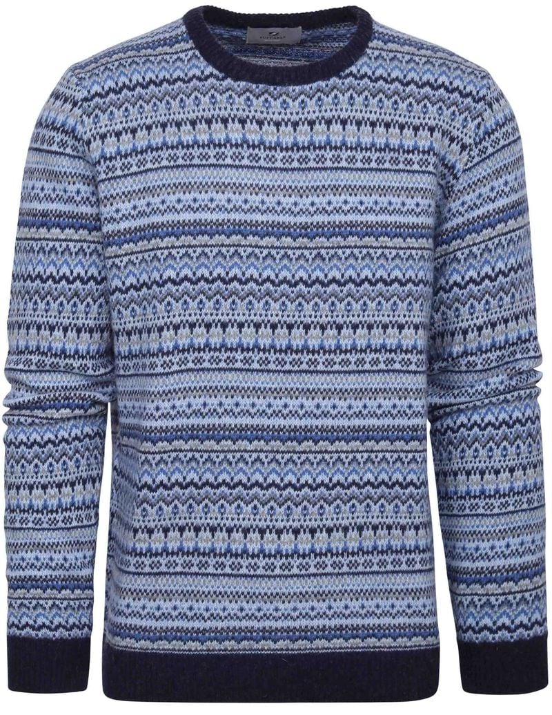 Suitable Prestige Fair Isle Pullover Blau - Größe 3XL von Suitable