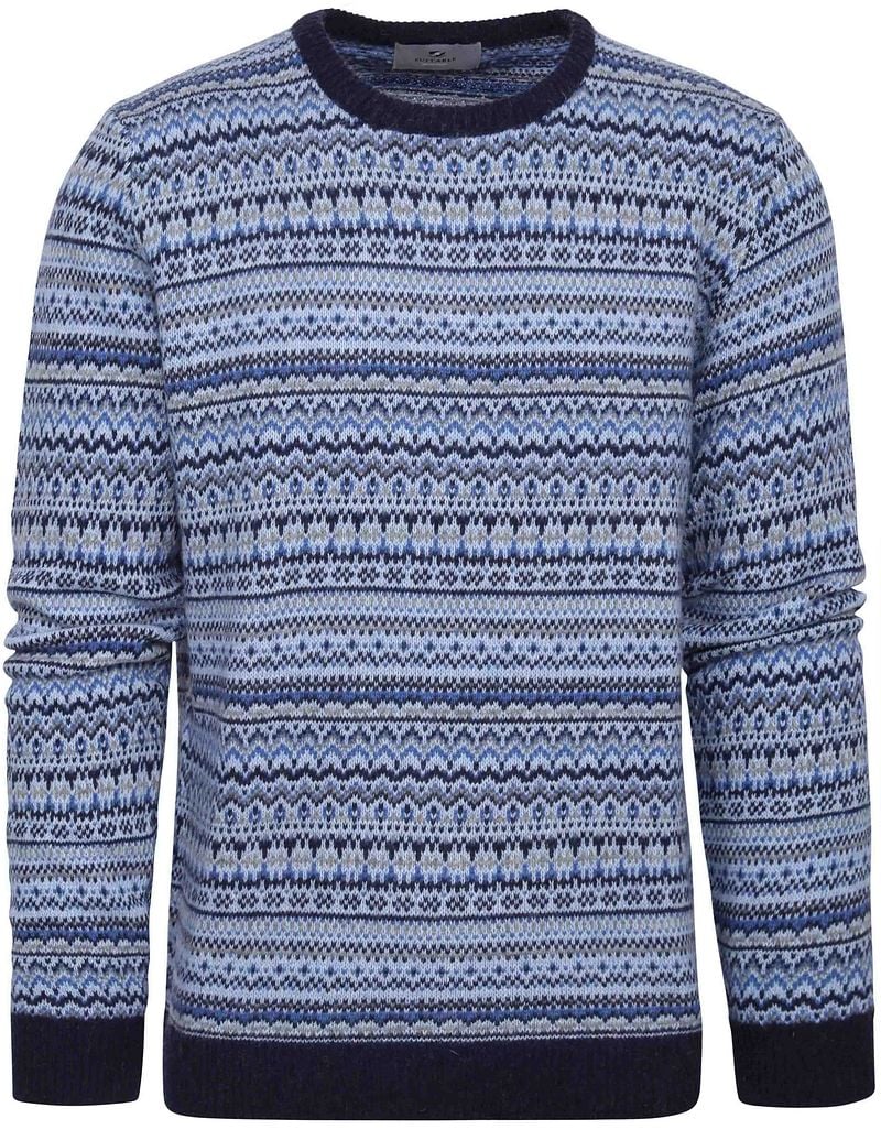 Suitable Prestige Fair Isle Pullover Blau - Größe XXL von Suitable