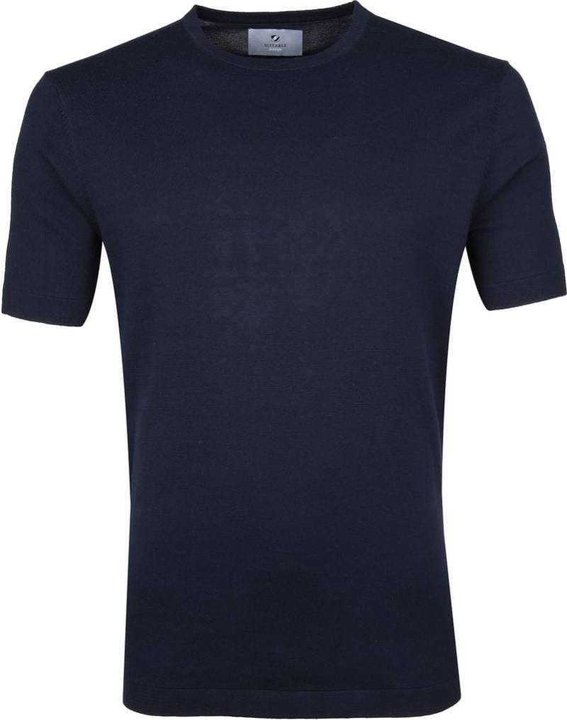Suitable Prestige T-Shirt Gestrickt Dunkelblau - Größe XL von Suitable