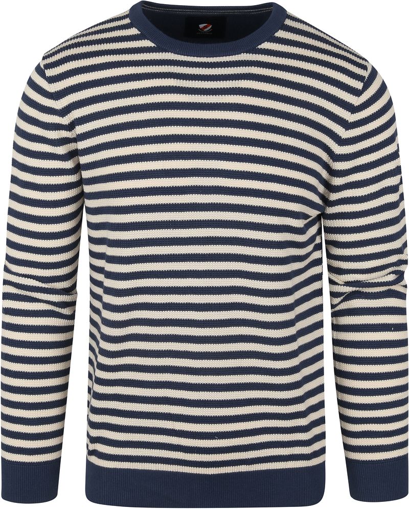 Suitable  Pullover O-Ausschnitt Dunkel Blau Streifen - Größe XXL von Suitable