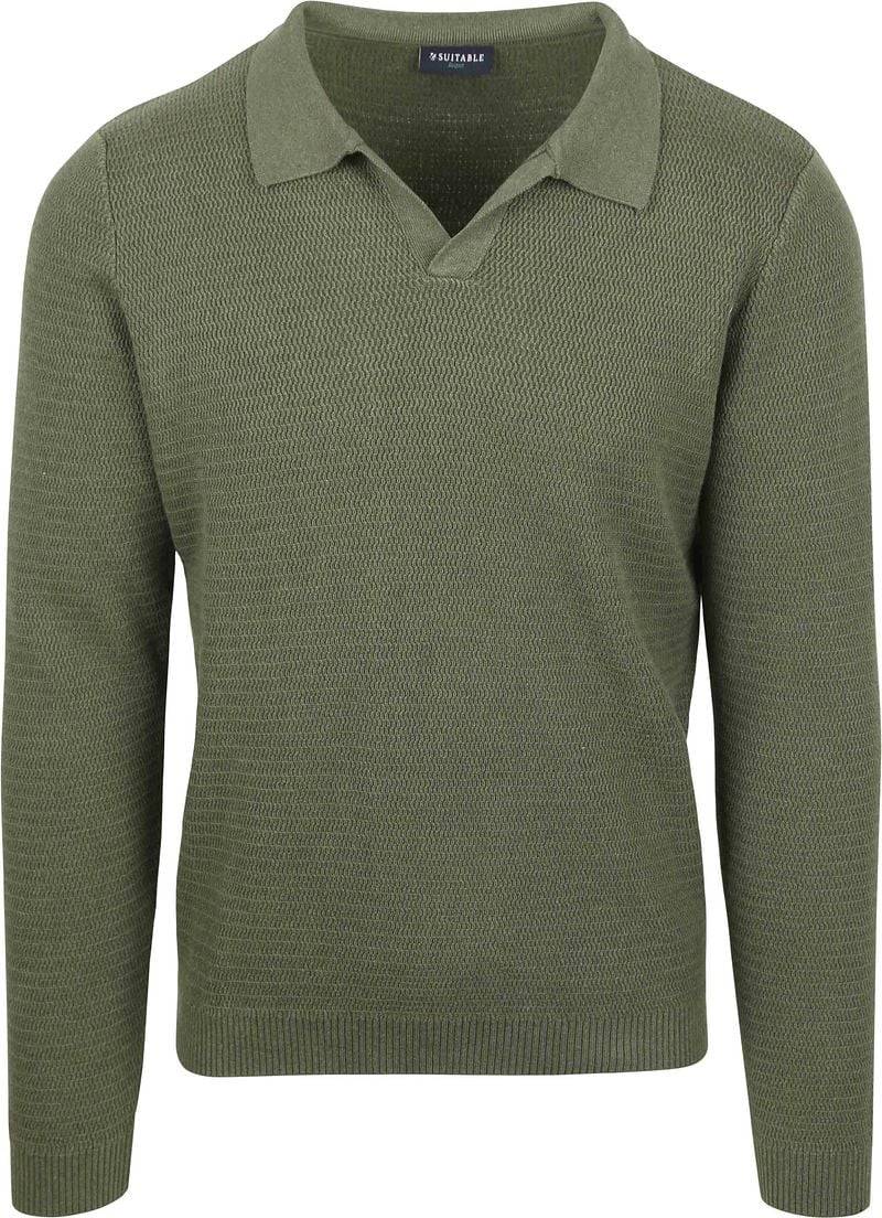 Suitable Pullover Riva Structure Melange Grün - Größe L von Suitable