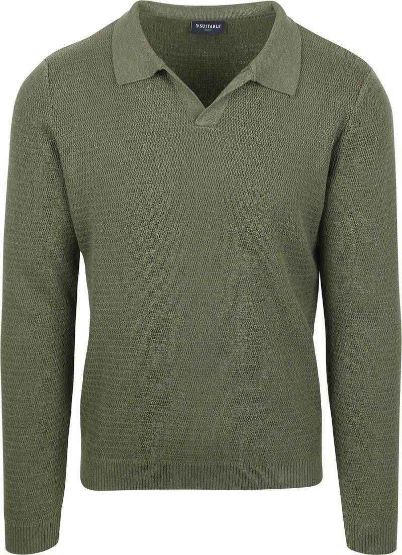Suitable Pullover Riva Structure Melange Grün - Größe XL von Suitable