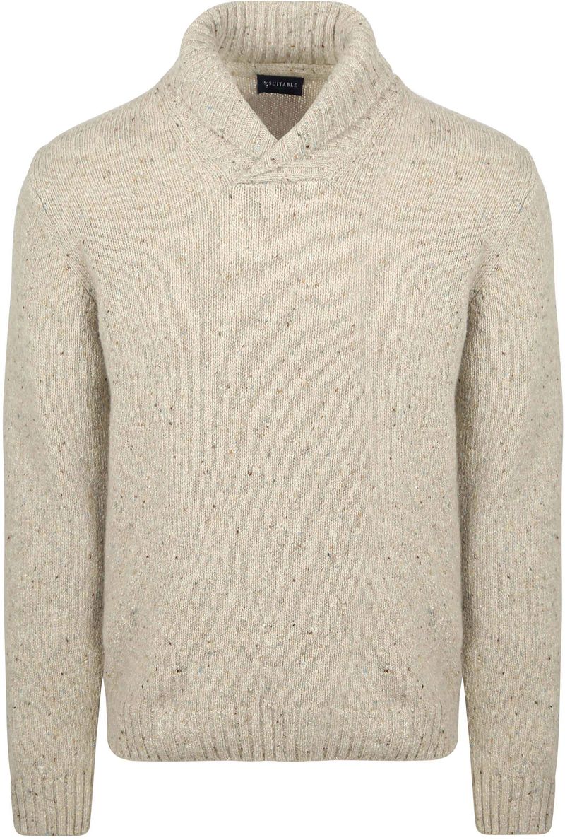 Suitable Pullover Shawl Tweed Eco Wool Ecru - Größe XXL von Suitable