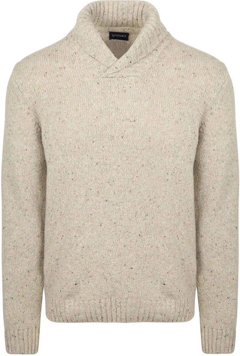 Suitable Pullover Shawl Tweed Eco Wool Ecru - Größe XXL von Suitable