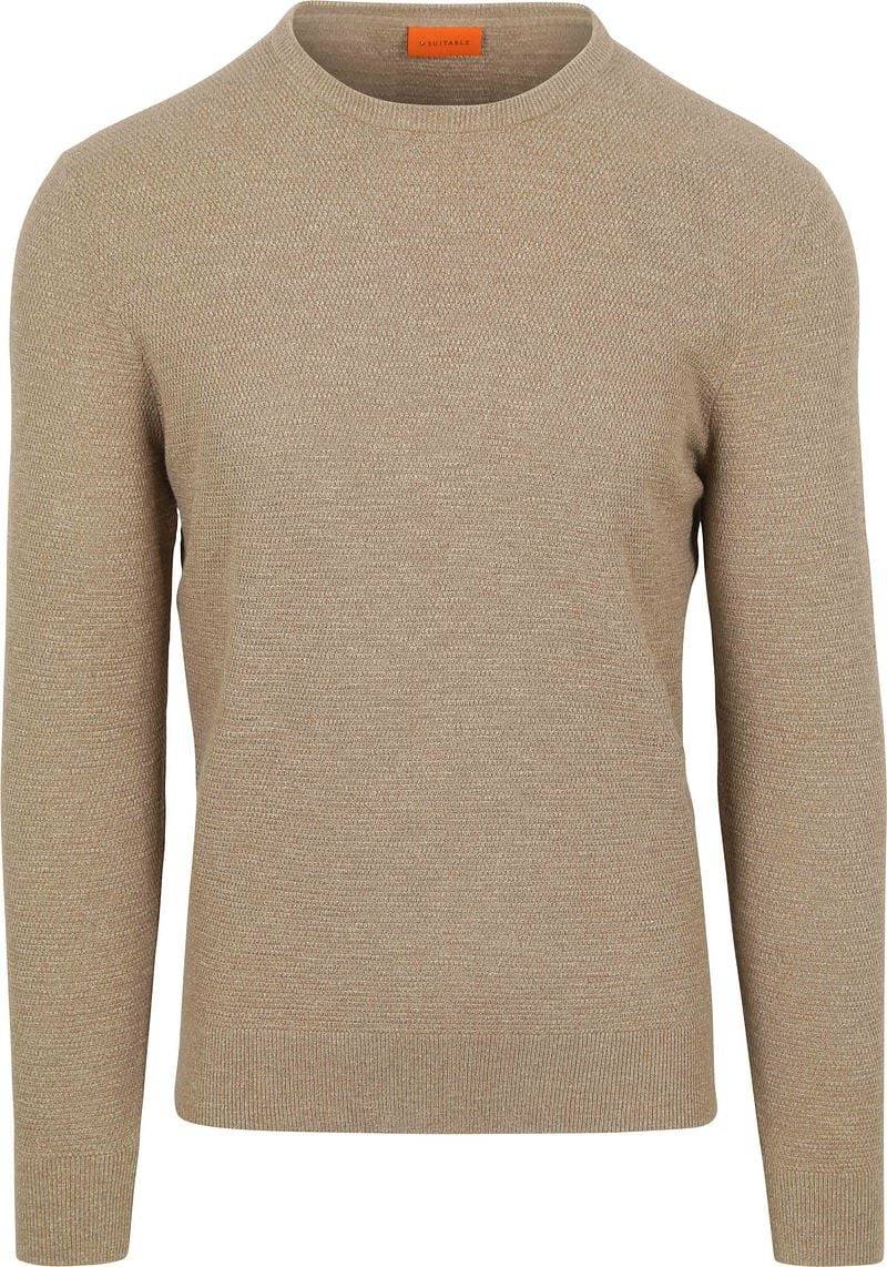 Suitable Pullover Structure Slub Beige - Größe 3XL von Suitable