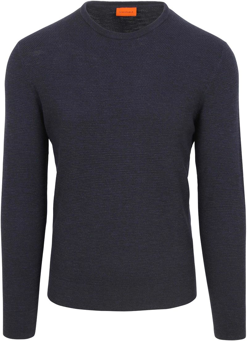 Suitable Pullover Structure Slub Navy - Größe M von Suitable