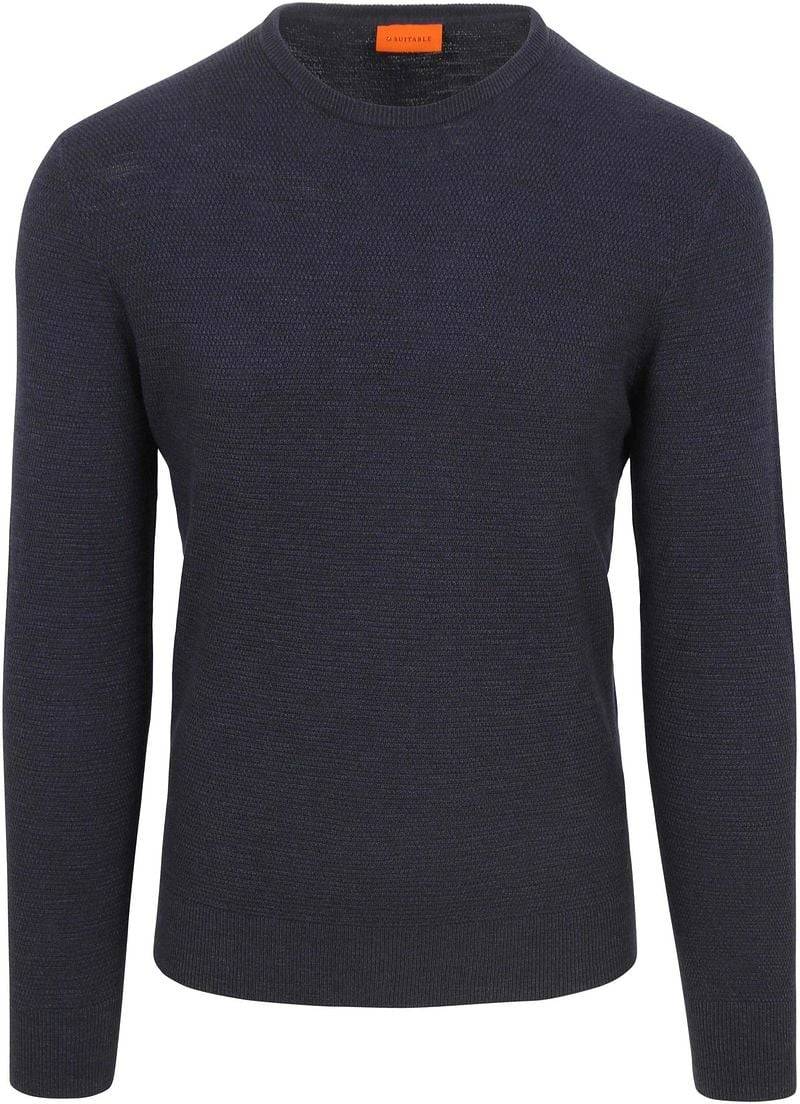 Suitable Pullover Structure Slub Navy - Größe XXL von Suitable