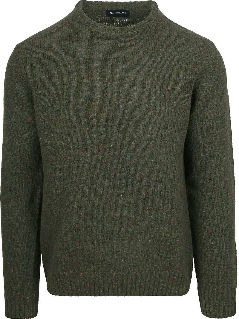 Suitable Pullover Tweed Wool Blend Grün - Größe XXL von Suitable