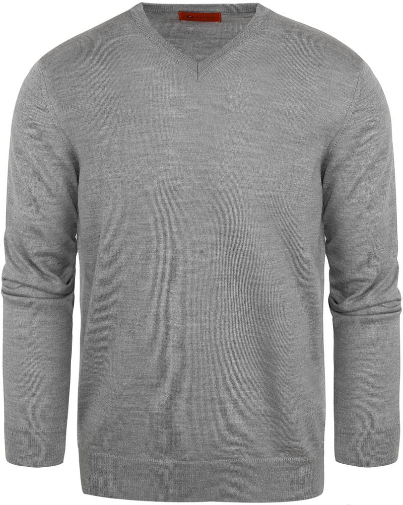 Suitable Pullover V-Ausschnitt Wolle Grau - Größe XL von Suitable