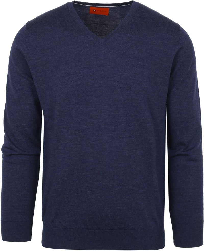 Suitable Pullover V-Neck Merino Kobalt Blau - Größe 3XL von Suitable