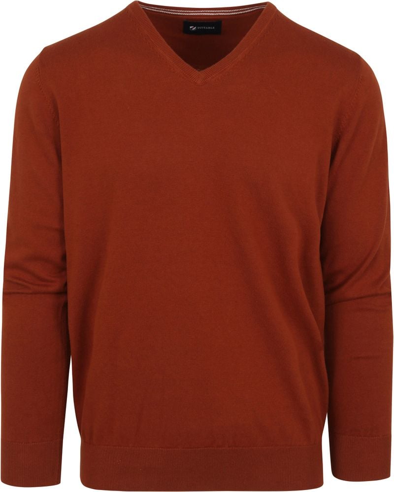 Suitable Pullover Vini V-Ausschnitt Orange - Größe XL von Suitable