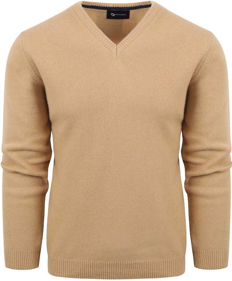 Suitable Pullover Wolle V-Neck Beige - Größe XL von Suitable