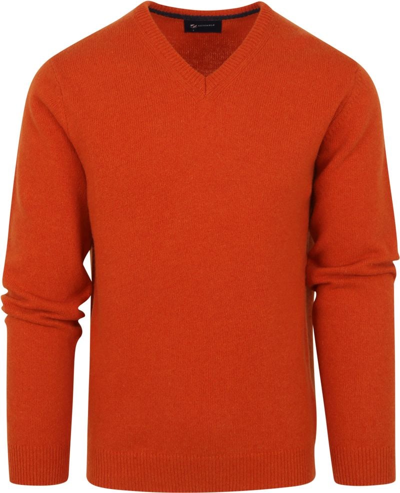 Suitable Pullover Wolle V-Neck Orange - Größe L von Suitable