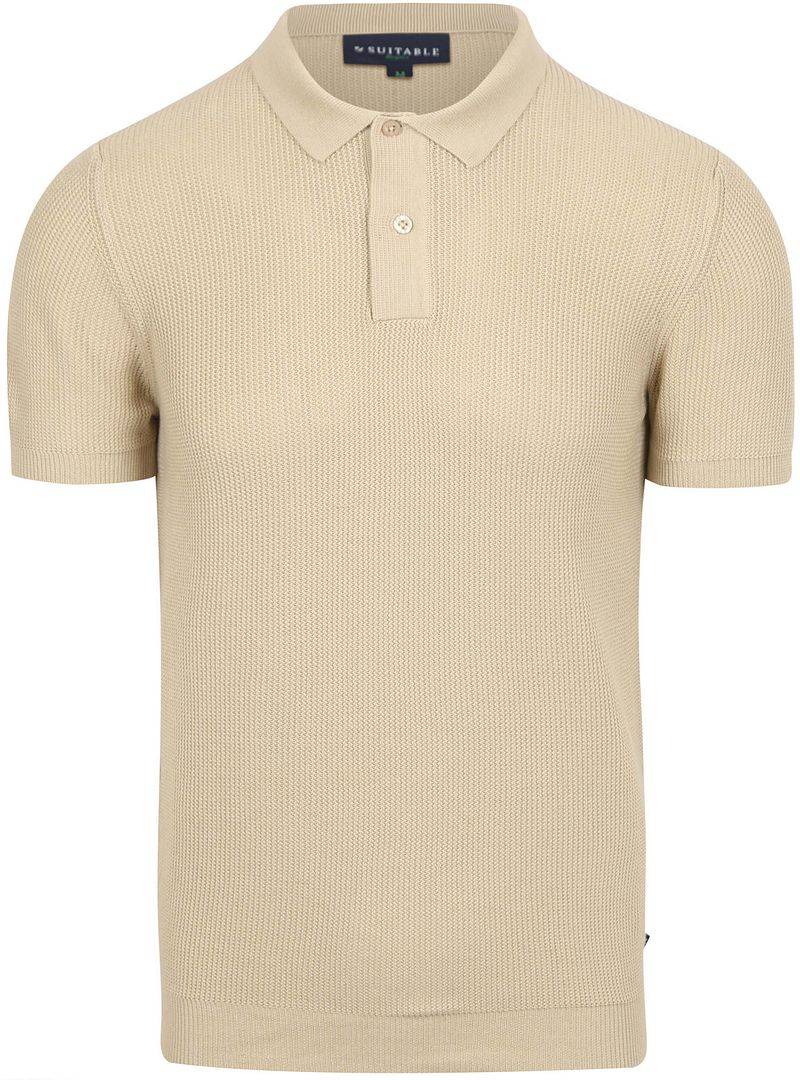 Suitable Respect Poloshirt Structure Knit Beige - Größe XL von Suitable