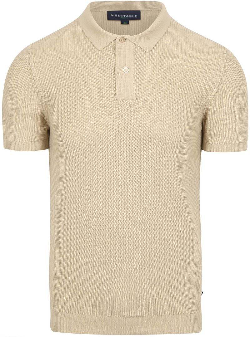 Suitable Respect Poloshirt Structure Knit Beige - Größe XXL von Suitable