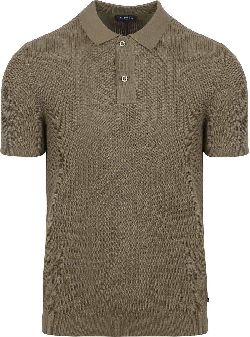 Suitable Respect Poloshirt Structure Knit Olivgrün - Größe L von Suitable