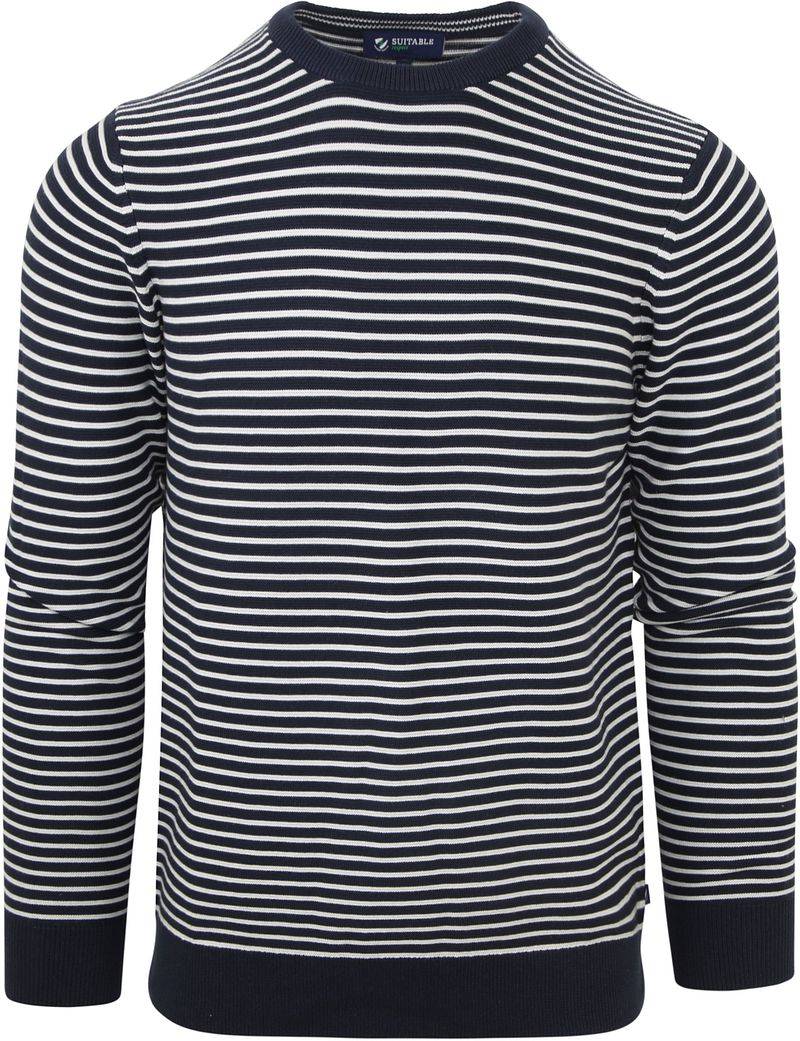 Suitable Respect Pullover Otto Dunkel Blau Streifen - Größe XL von Suitable
