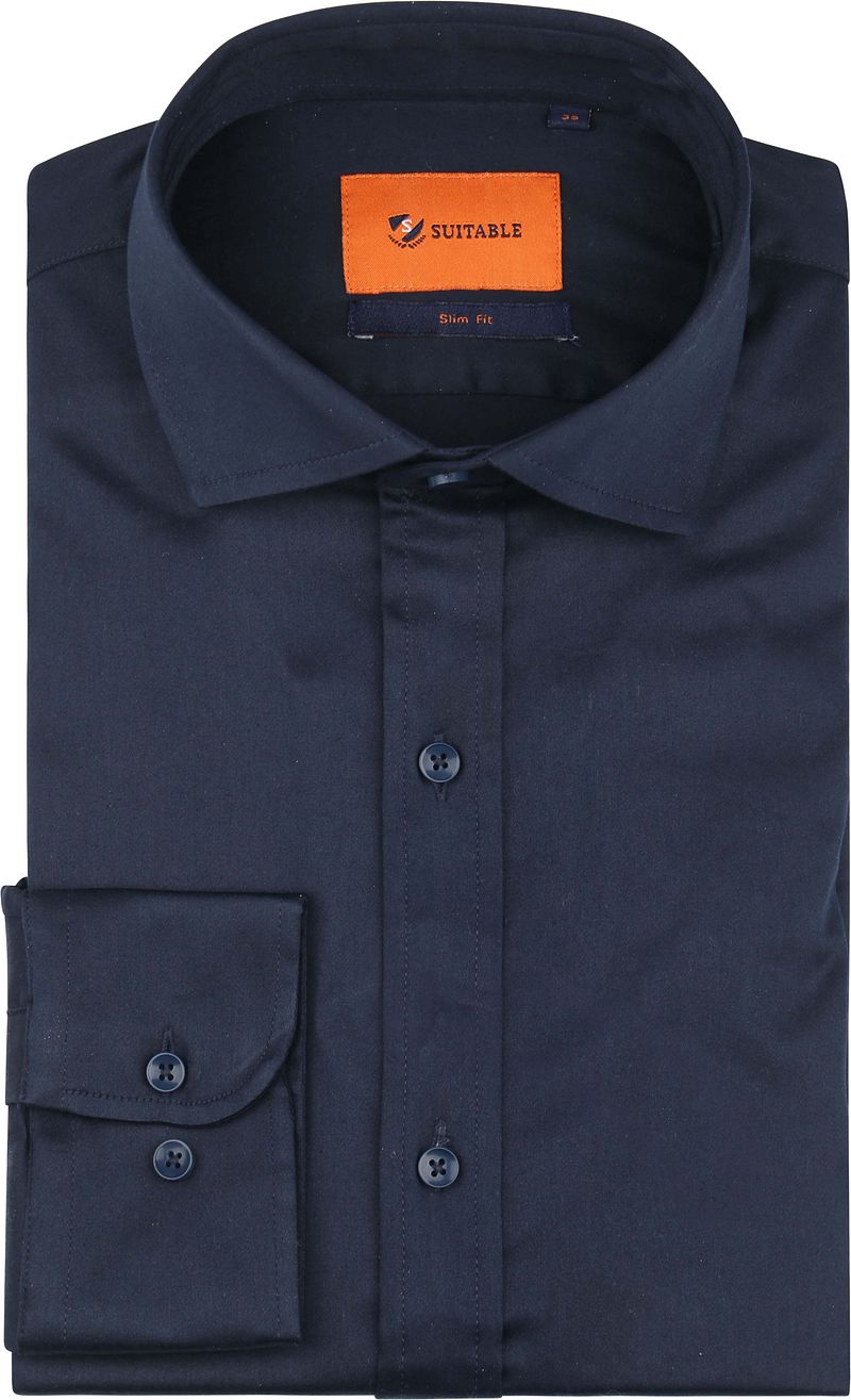 Suitable Satin Hemd Navyblau - Größe 38 von Suitable