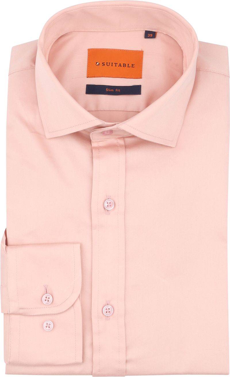 Suitable Satin Stretch Hemd Rosa - Größe 42 von Suitable