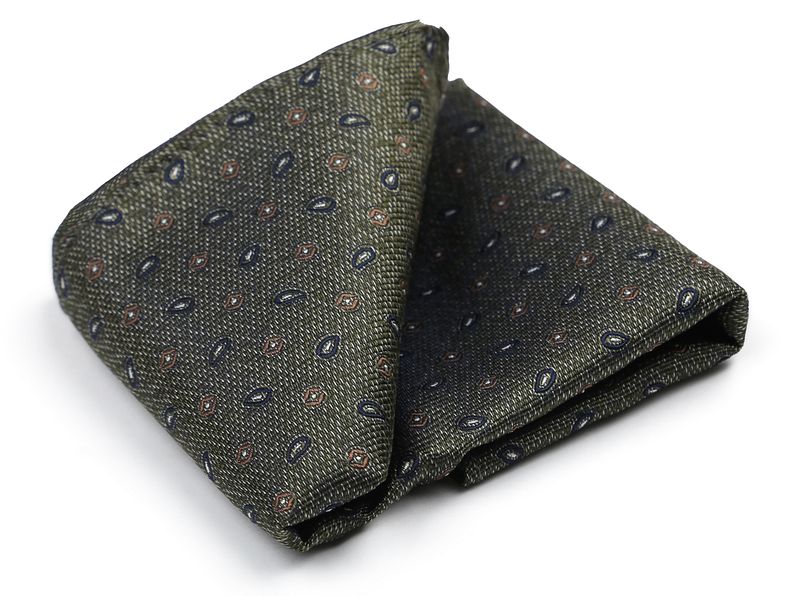 Suitable Seide Einstecktuch Small Paisley Olive - von Suitable