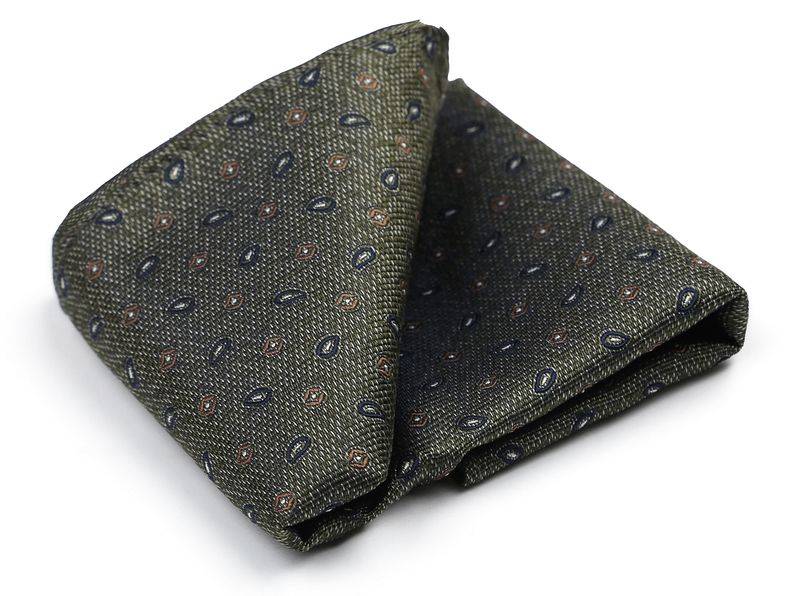 Suitable Seide Einstecktuch Small Paisley Olive - von Suitable