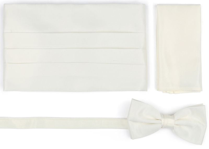 Suitable Set Kummerbund Flieg Einstecktuch Set Off White - von Suitable