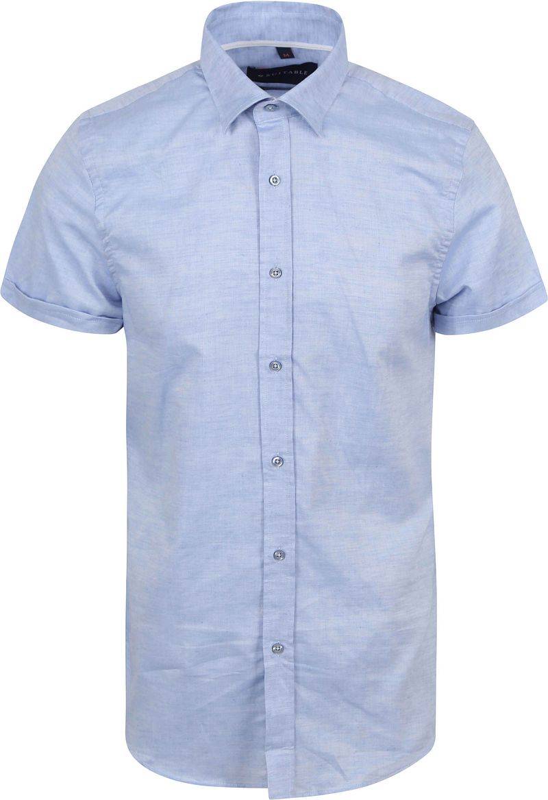 Suitable Short Sleeve Hemd Leinen Hellblau - Größe S von Suitable